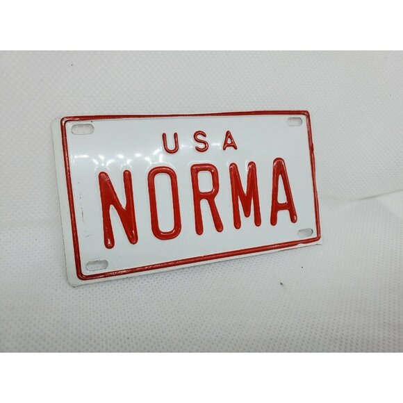 U.S.A. Norma Personalized Mini Bike License Plate – White & Red Collectible - Picture 2 of 10